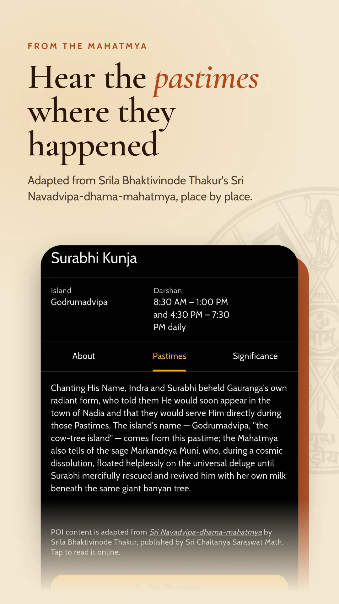 A holy place page with its pastimes from the Mahatmya